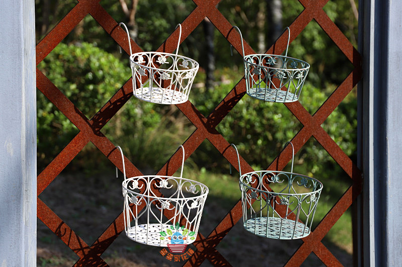 Balcony railing hanging basket wrought iron made old flower pot rack windowsill wall mounted balustrade hanging shelf