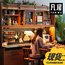 Fan house garden dining side cabinet Solid wood high cabinet Wine cabinet Japanese cabinet Nordic dining table integrated wall cabinet Cherry wood