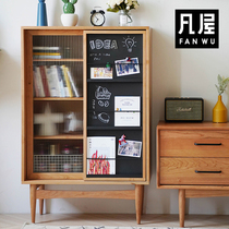 Van house furniture Barn door magazine cabinet Nordic Japanese solid wood with glass door bookcase bookshelf Dining side cabinet storage