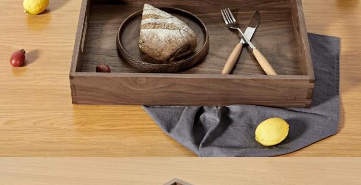 Khay gỗ hình chữ nhật Hi-Walnut Đĩa hình chữ nhật Hộp gỗ đa năng Hộp lưu trữ gỗ sồi khay trà gỗ trắc