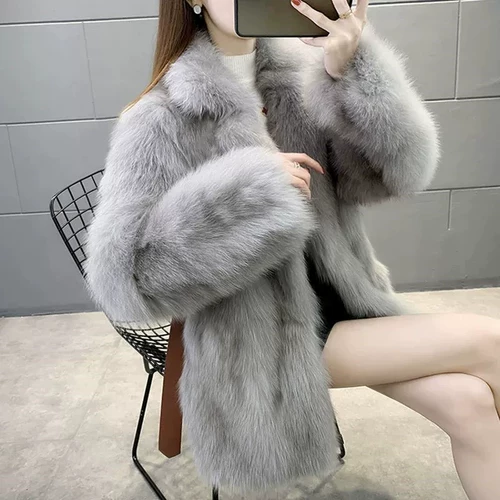 Прилидная бренда имитация Fox Fur Grass Jacket Женская мода модная мода Tide Новая взрывная мех интегрированная фракция для волос преодолена