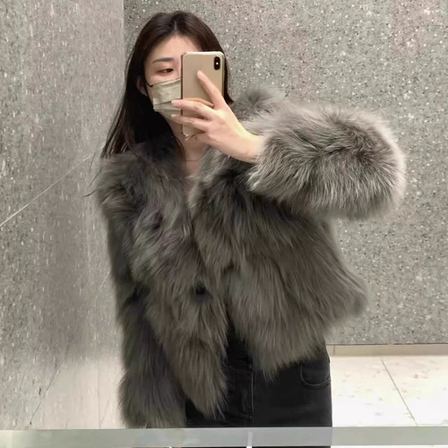 Модное брендовое пальто из норки, меховое универсальное женское короткое стильное зимнее модное пальто с искусственным мехом лисы, мотоциклетная одежда, мех
