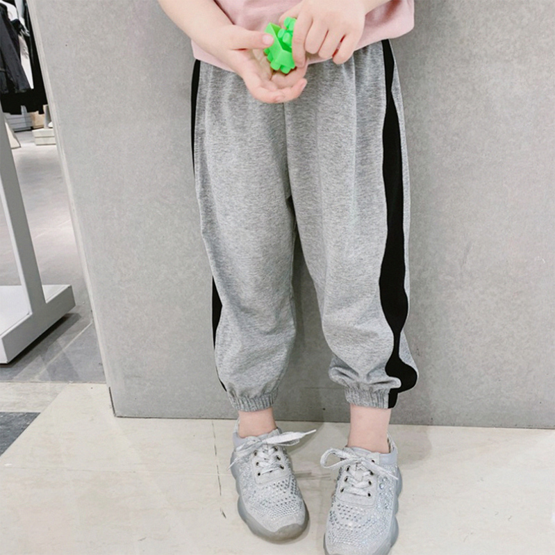 Children's 2021 spring and summer new trousers parent-child clothing boys' cotton sports pants girls' all-match loose anti-mosquito pants tide