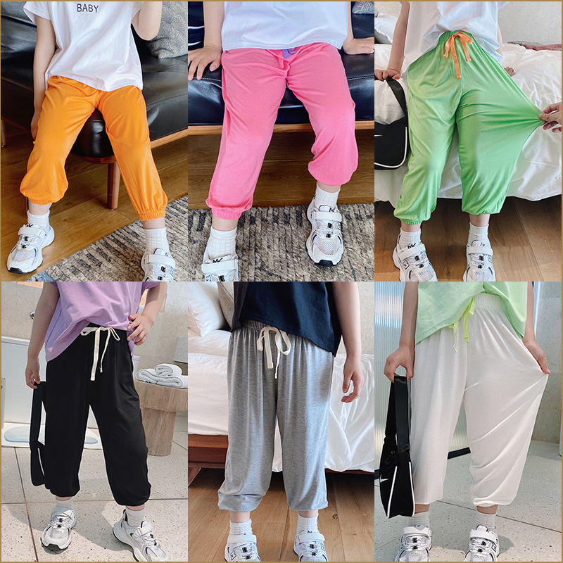 Children's summer cotton anti-mosquito pants foreign style girls bloomers thin mask pants boys all-match loose sports pants