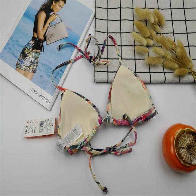 single bra bikini top sexy ເດັກຍິງຂະຫນາດນ້ອຍ 70B ຊຸດລອຍນ້ໍາສາມຈຸດ plaid ມີສອງທາງເລືອກໃນການເລືອກ