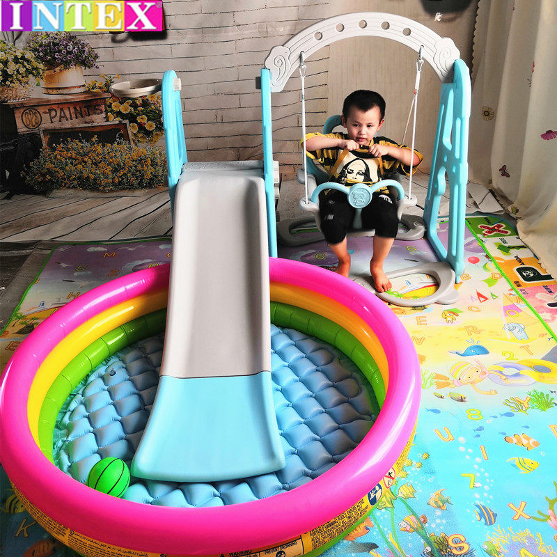 Children's ocean ball pool Inflatable fence paddling pool Multi-function ball pool Birthday gift Home slide swing combination