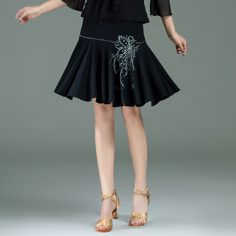Special beauty modern dance skirt new bright diamond female adult Joker square dance Latin three-step practice dance skirt
