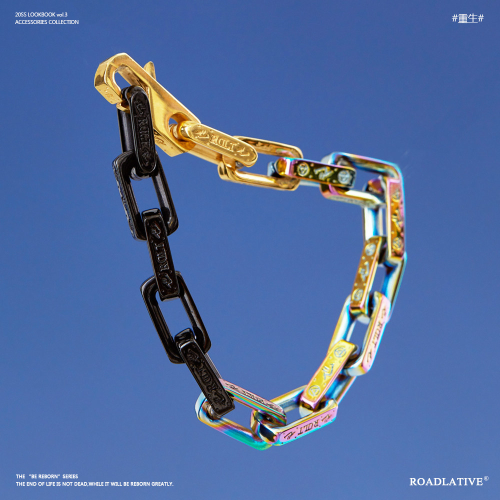 ROADLATIVE original design brand national trend accessories seven color gradient of European and American rock and roll titanium steel men's hands-on