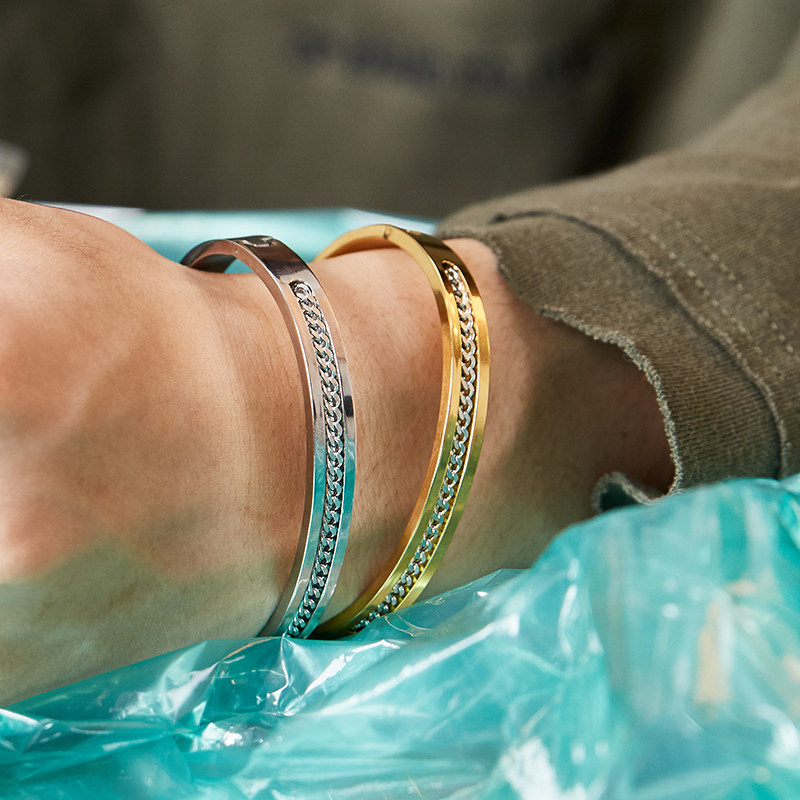 ROAD original design National tide titanium steel chain European and American fashion personality simple jewelry bracelet Men's holiday gift