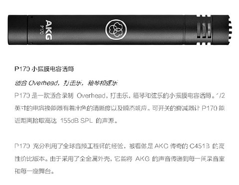Tổng thế hệ AKG Tình yêu công nghệ Nhận thức P170 Màng loa nhỏ Nhạc cụ ngưng tụ - Nhạc cụ MIDI / Nhạc kỹ thuật số đầu phát nhạc kỹ thuật số