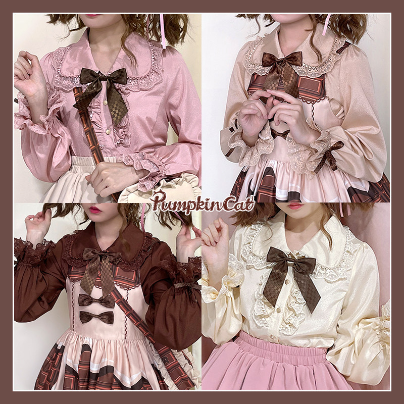 (In stock) Pumpkin cat, eating more chocolate will make you fat series Chocolate heart LOLITA shirt - Taobao
