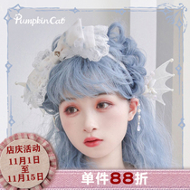 (Spot) Pumpkin cat tropical fish glass tear bottle headdress bow headband edge clip earrings