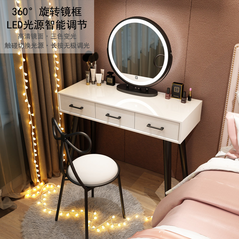 Nordic dressing table girl dressing table bedroom net red with lamp ins style modern minimalist light luxury economic dressing table