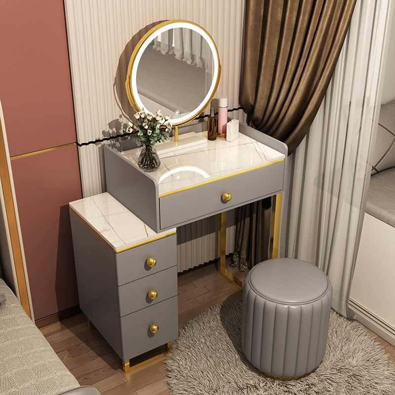 2022 New Light Lavish Rockboard Makeup Bench Bedroom Modern Minima Net Red Mini small family Type containing cabinet