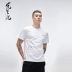 Hoa 笙 phong cách Trung Quốc ánh sáng thủy triều sang trọng thương hiệu 壹 Lu Hao in ngắn tay màu đen và trắng cổ tròn vài T-Shirt mùa hè nam quần áo áo cộc tay Áo phông ngắn
