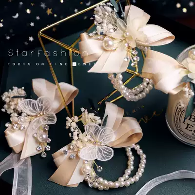 ins Mori Eternal Flower Wrist Bride Bride Bridesmaid Group Sisters Hand Flower Wedding Event Children's Activity Dance