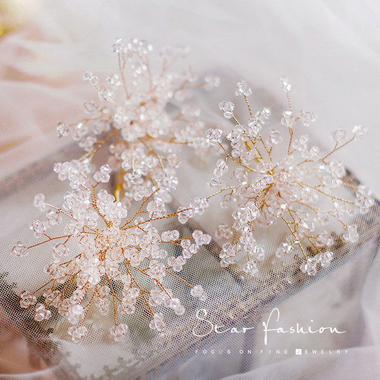 Handmade Crystal Dream Super Fairy Bridal Head Accessories Fairy gas Department Marriage Korean Fairy Beauty Wedding Dress accessories Accessories Accessories