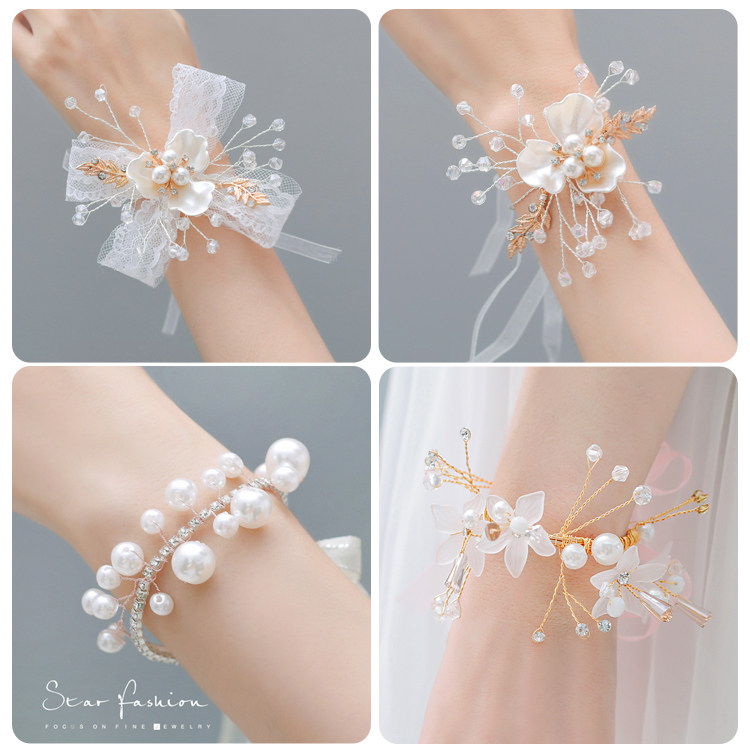 ins simple Mori bridal bridesmaid wrist flower sister group wedding wedding super fairy children's bracelet bracelet bracelet