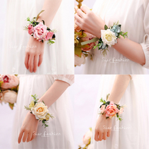 Mori bridal wrist flower sister bridesmaid hand flower best man corsage wedding dress wedding dress accessories ribbon neck flower