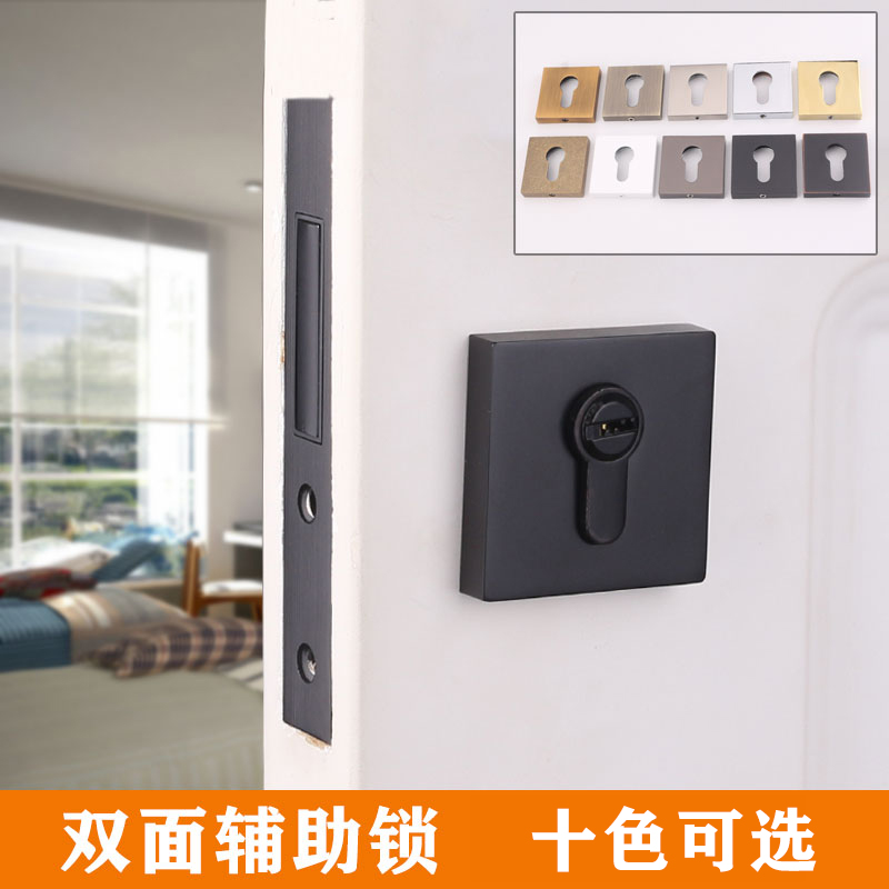 Eberly black auxiliary lock single-sided lock channel lock fire door lock no handle lock golden invisible door lock