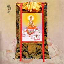 Treasure Pavilion Puxian Bodhisattva Thangka Mineral Pigment Giclee Living Room Decorative Painting Hanging Painting Purely Handmade Tibetan Style Mounting