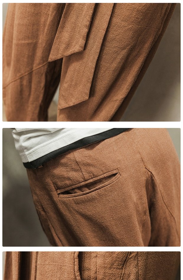 Quần nam mùa đông phong cách Trung Quốc Quần cotton Trung Quốc và vải lanh harem cộng với quần nhung dày thường xuyên quần thêu thêu quần sịp