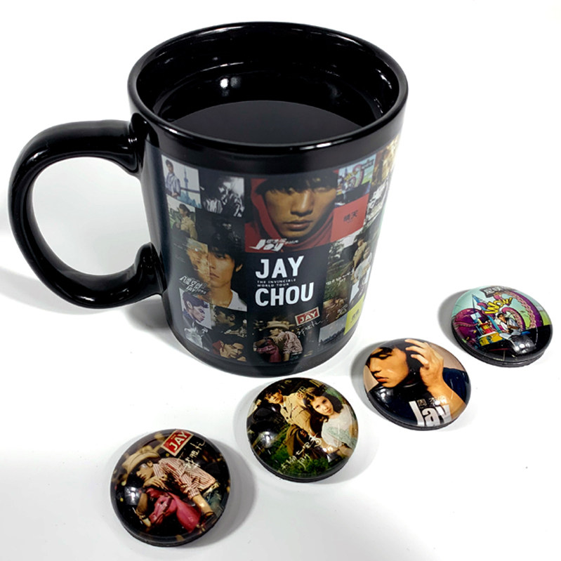 Jay Chou's peripheral ceramic magic color-changing cup album cover heating water couple mark water cup with cover for men and women