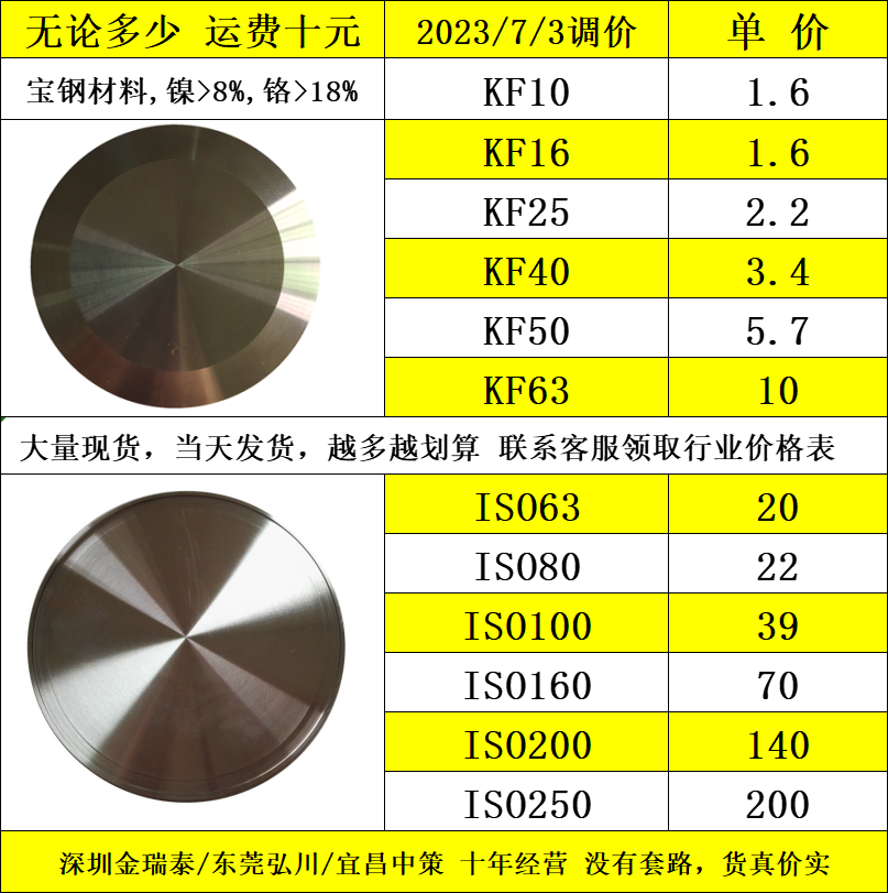 KF vacuum blind plate stainless steel fast loading cover plate vacuum plug stuffy plate baffle KF10 16 25 40