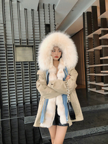 dearyan2021 new faction overcomes womens card in its color autumn and winter even cap with long jacket big fur collar fur