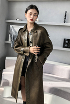 dearyan2021 new black and green melislave autumn winter fur integrated medium long fur coat lamb fur outside