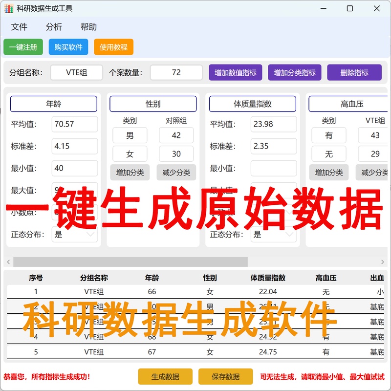 A Tool for Generating Research Data That Supports T-Tests/Chi-Square Tests/Anova Analysis of Variance for Raw Data and Spss Statistical Analysis