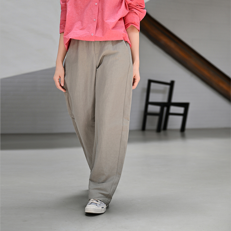 Don'T Fear Byways Elephant Gray Dark Blue Classic Curved-Leg Casual Pants