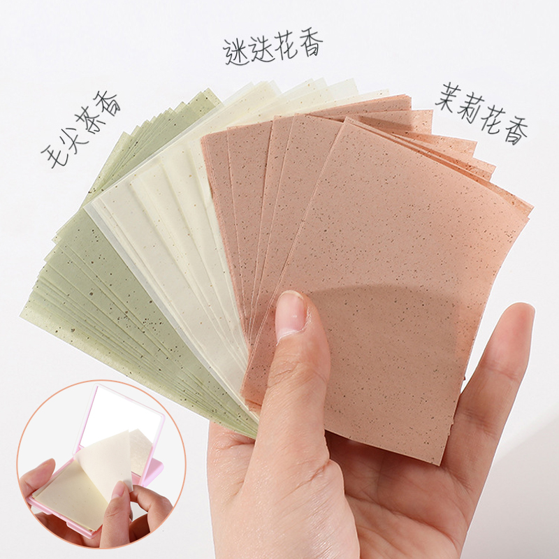 (80 pieces with mirror box) cartoon portable oil-absorbing paper facial oil control women's facial paper to clean pores and bangs to remove oil