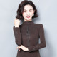 New lace bottoming shirt for women spring and autumn long-sleeved 2024 versatile high-neck thin style inner style bright silk mesh top