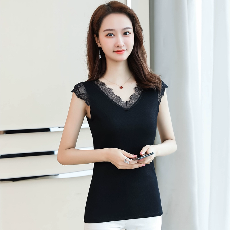 Camisole nữ mùa hè tất cả phù hợp với áo sơ mi không tay phương thức kết hợp với áo phông mỏng phía trên và một chiếc áo sơ mi nhỏ bên ngoài - Áo ba lỗ