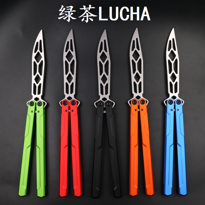 Borderless Green Tea LUCHA Kaxiu Fei Titanium KVT Bearing Structure One Aluminum Handle Butterfly Knife Throwing Knife Does Not Open the Edge