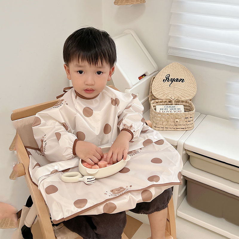 Julymoly Baby Smock All-In-One Infant Apron Children's Waterproof Bib with Suction Cup Bowl Holder