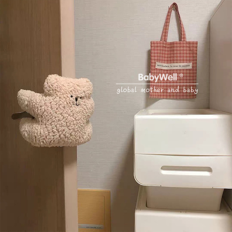 ins wind Korean baby anti-collision door handle bear children anti-pinch hand cartoon rabbit safety door gear baby door card