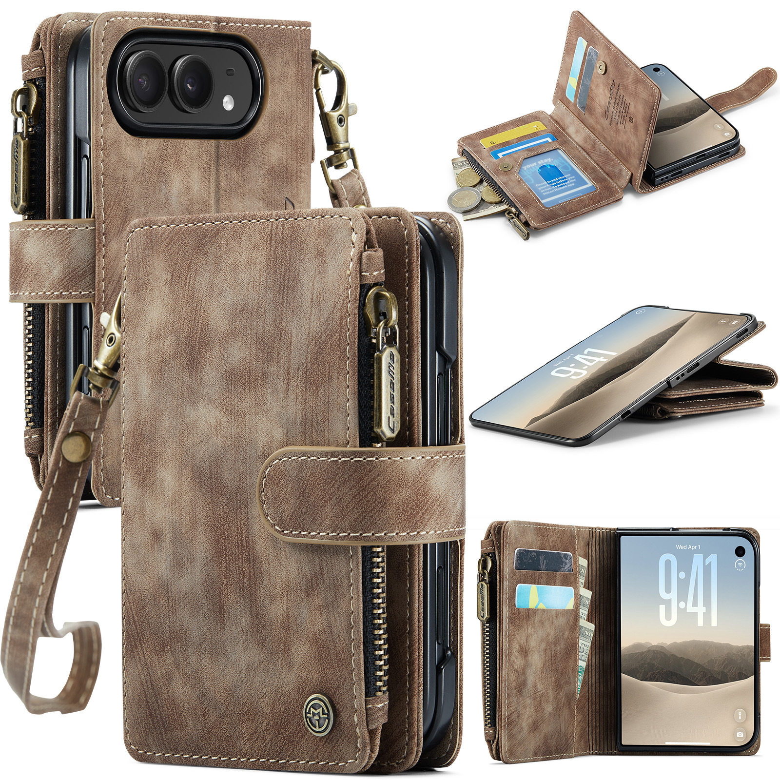 Style 4 — Vintage Business Wallet Flip Strap iPhone Case