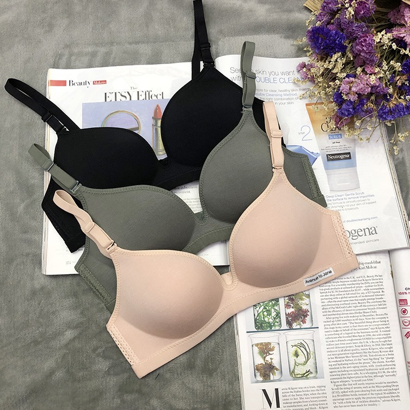 Simple light surface breathable bra teenage Model cotton small bra without steel ring leisure soft and comfortable thin underwear