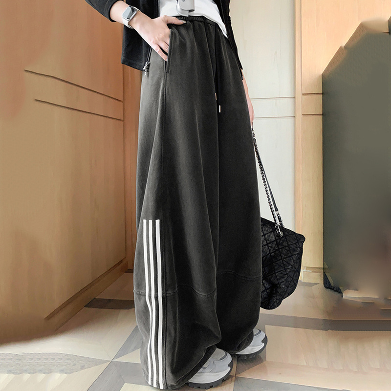 【In Stock】Freedom No. 2 Casual Pants, Brushed Color-Block Wide-Leg Pants【Small 70】Slimming Long Pants