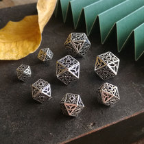 Silver bead accessories female sterling silver hollow ball octagonal beads diy bracelet loose beads with beads vintage old Thai silver beads
