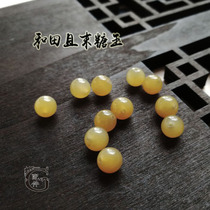 (G accessories) natural Xinjiang Qiemo Hetian Jade sugar jade round beads DIY bracelet necklace loose beads yellow sugar without black spots