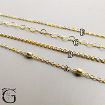 14K gold bag diy chain accessories love necklace semi-finished earrings accessories parts round chain cross chain scattered chain