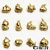 Promotional 12 Zodiac Pendant Sterling Silver Gold plated accessories diy Jewelry pendant Rope Braided bracelet Material Year of the Ox mascot
