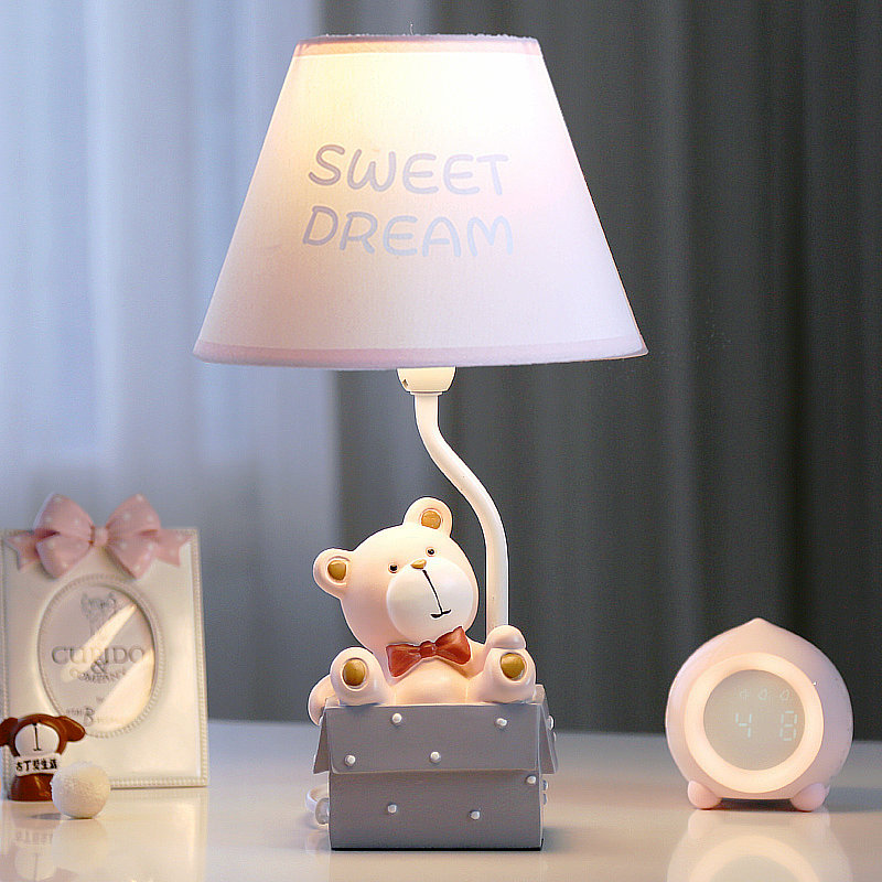 Bear remote control dimmable LED charging table lamp Eye protection desk Bedroom bedside lamp Warm children's room night light