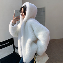 Toca composite fur one long lamb wool sheep cut hooded coat coat fur coat young women Young