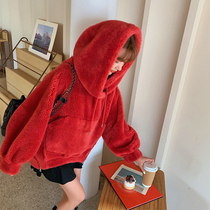 2020 winter New lamb wool sheep cut down age slim fur one hooded profile fur sweater coat women