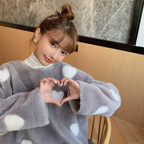 Imported full wool sheep cut wool jacket womens sweatshirt pullover coat loose thin young 2020 Winter