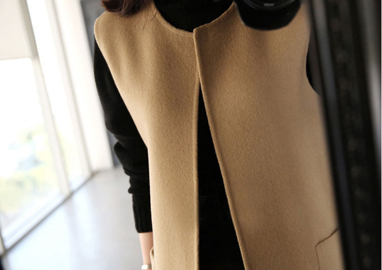 Mới mùa xuân và mùa thu mới len vest vest nữ dài tay vòng cổ vest hoang dã cashmere áo len áo dạ nữ